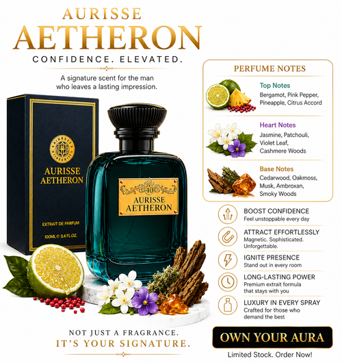 Aurisse Aetheron Niche Luxury Extrait de Parfum for Men – 40% Oil Concentration | 100ML | 12+ Hour Longevity