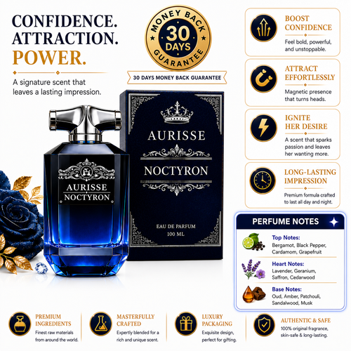 Premium Aurisse Noctyron Men’s Extrait de Parfum - 100ML | 40% Oil Concentration | 12+ Hour Longevity