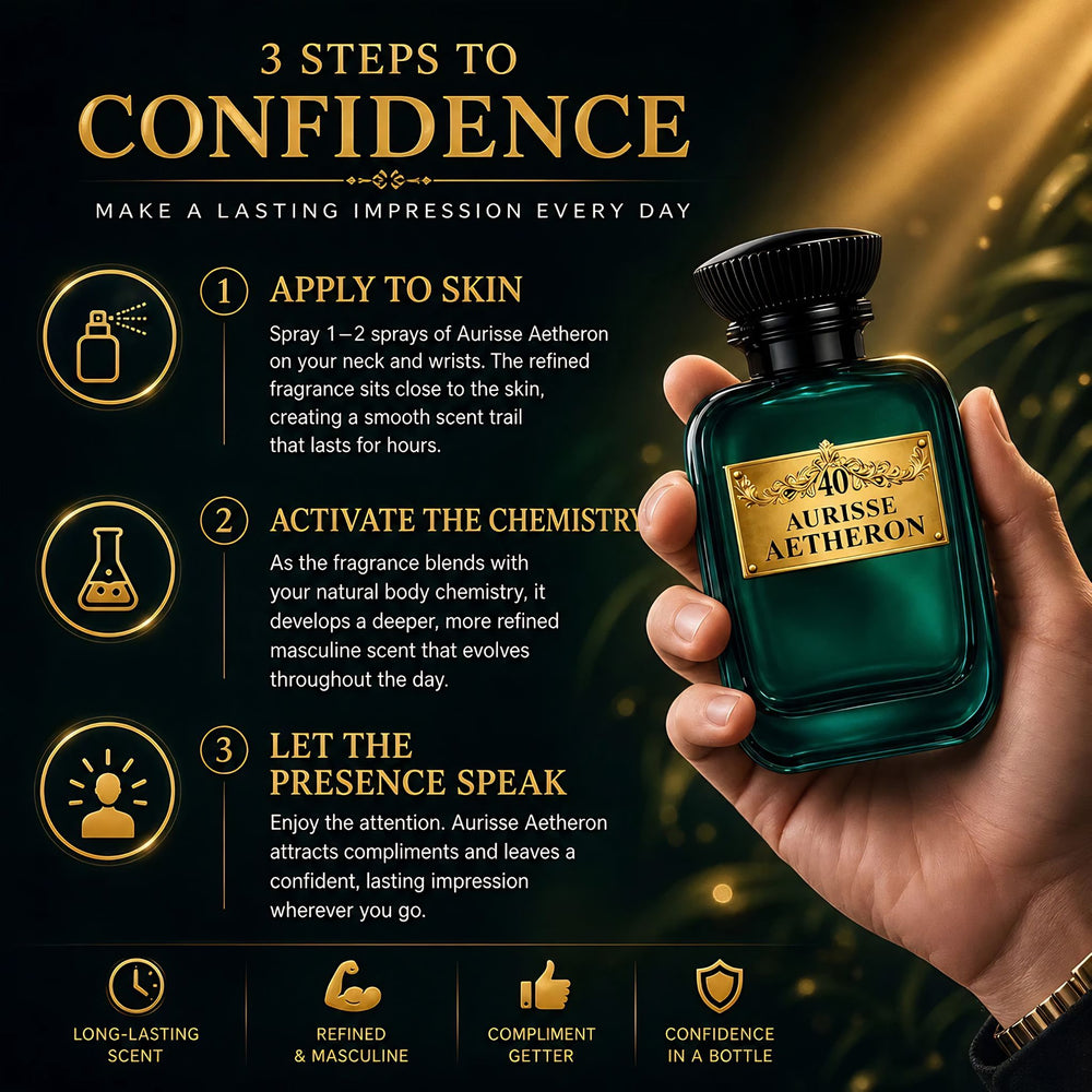 Aurisse Aetheron Niche Luxury Extrait de Parfum for Men – 40% Oil Concentration | 100ML | 12+ Hour Longevity