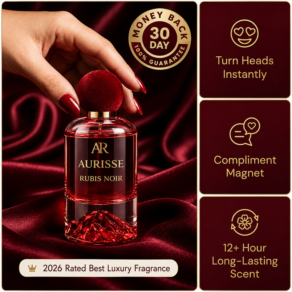 Premium Aurisse Rubis Noir Luxury Perfume for Women 50ML - Long Lasting - Free Shipping