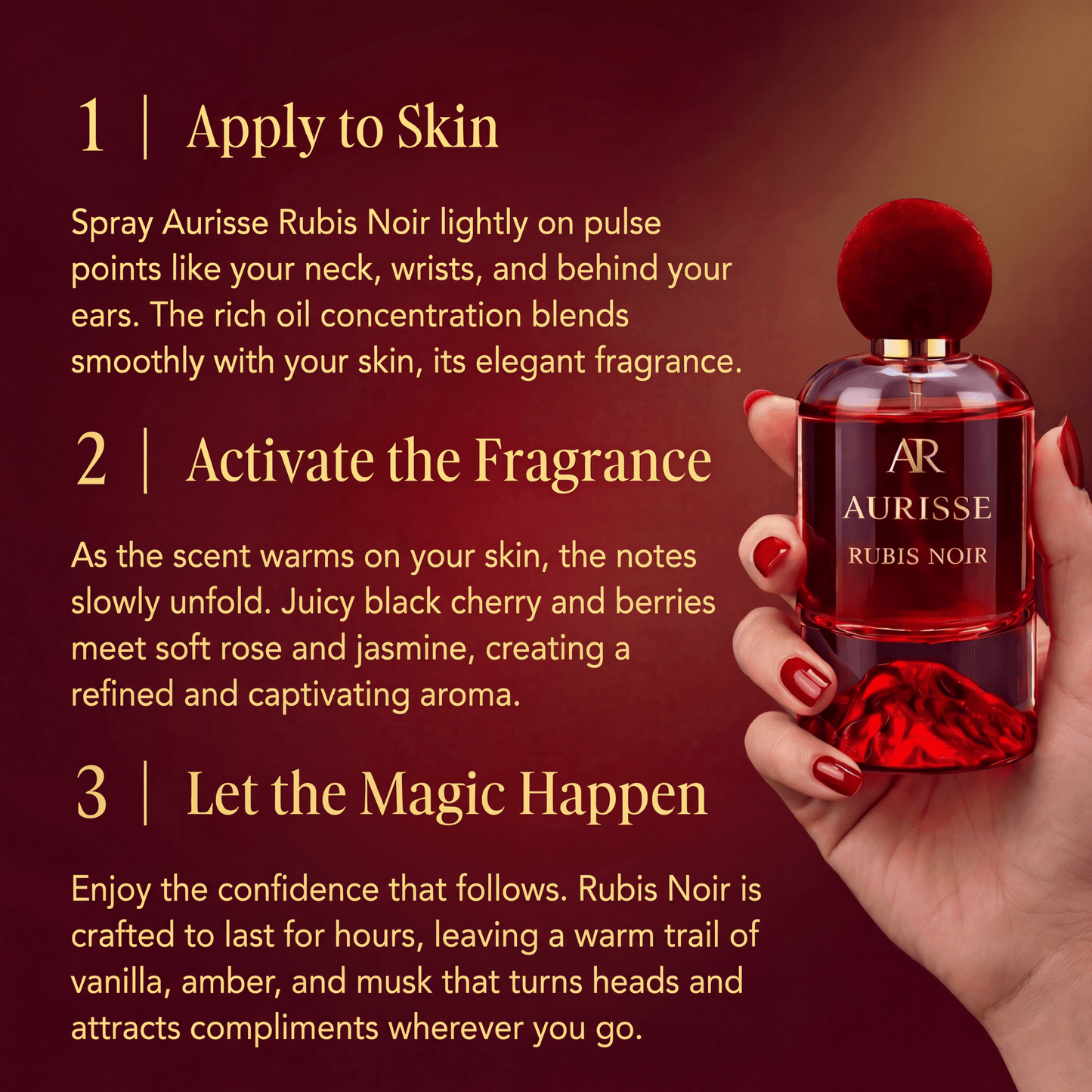 Aurisse Rubis Noir Luxury Long-Lasting Perfume for Women AURISSE