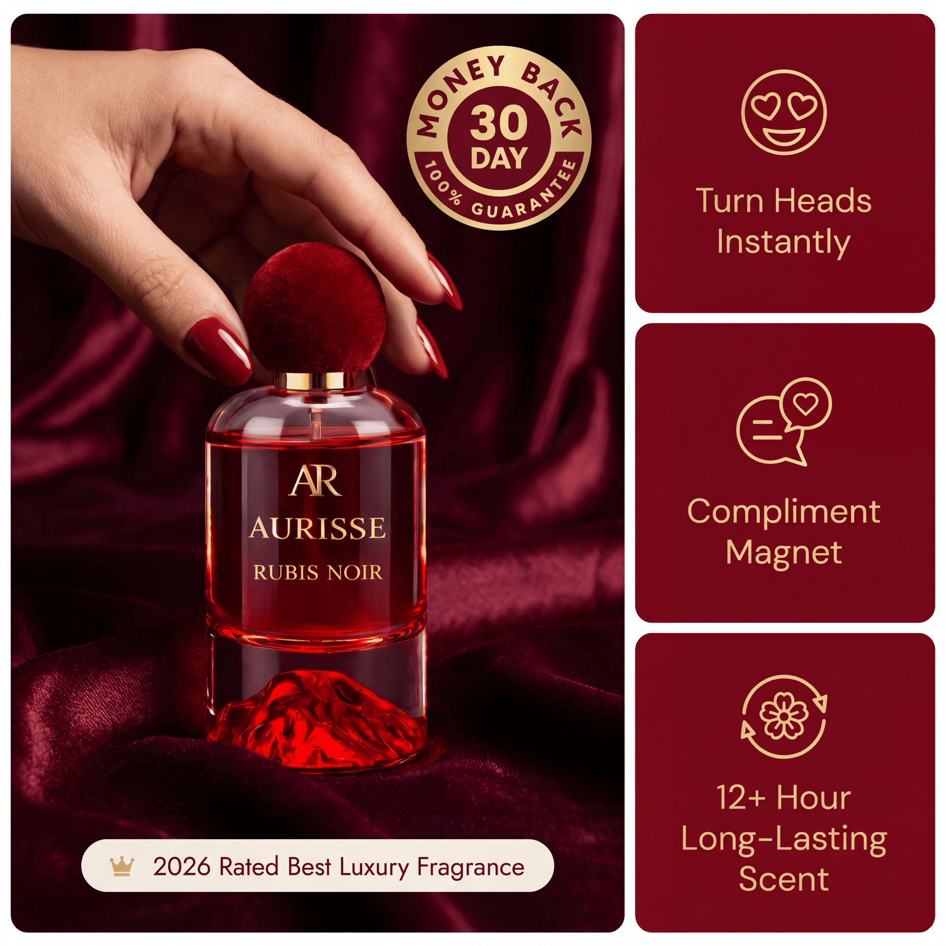 Aurisse Rubis Noir Luxury Long-Lasting Perfume for Women AURISSE